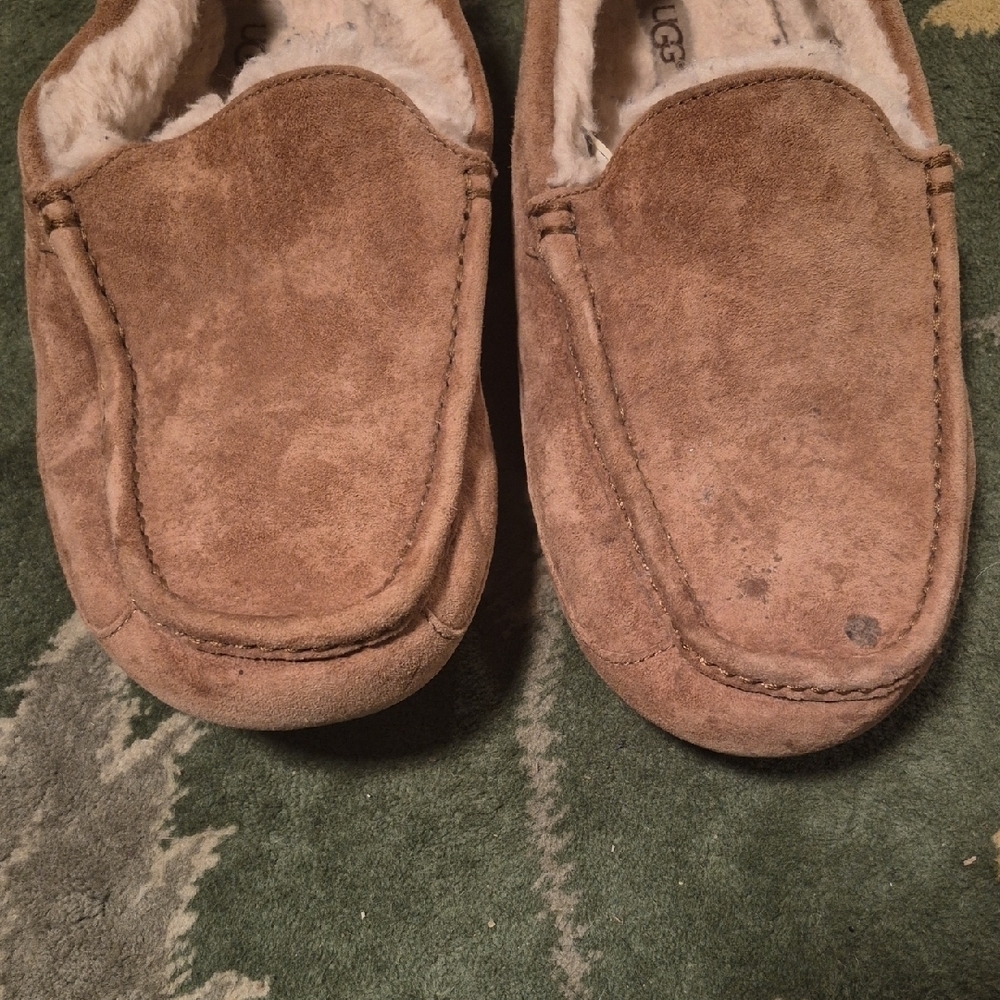 UGG Tan Suede Slippers with Plush Lining - Picture 2 of 11